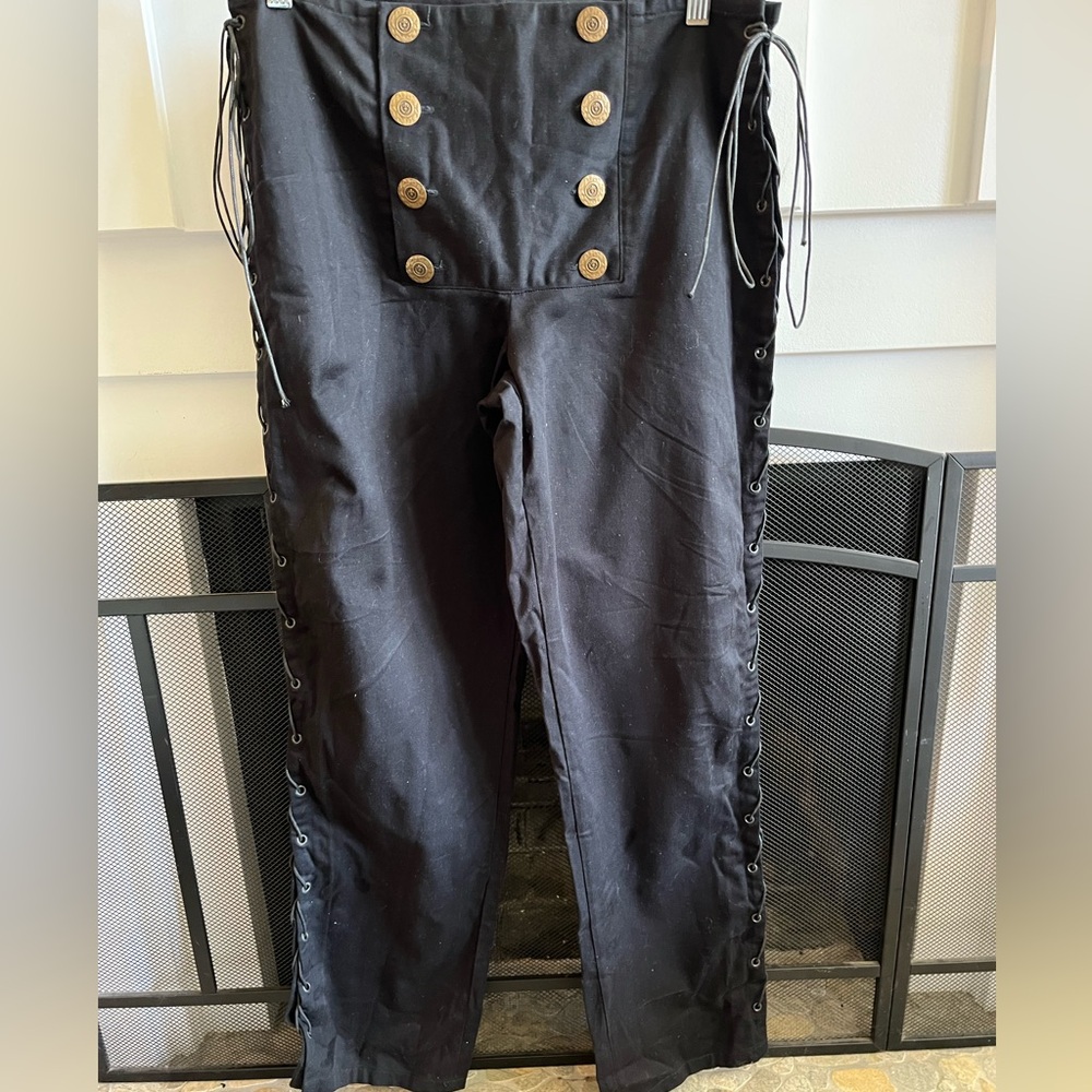 Dracolite Black Button-Detail Unisex Pants, Medieval, Pirate, Costume, Small